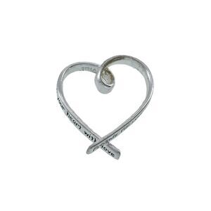 Estate Sterling Silver 925 Twisted Heart Friend Quote Pendant